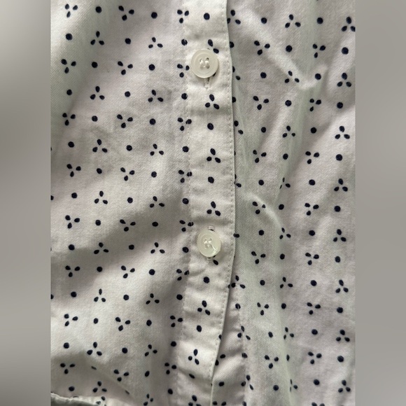 Madewell White Button Up Shirt with Navy Dots Size Medium - Picture 7 of 11